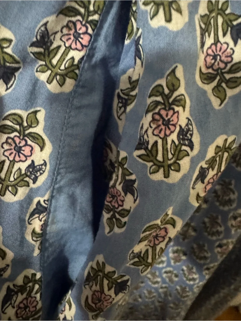 J. Crew Blue Floral Print Smocked Midi Dress